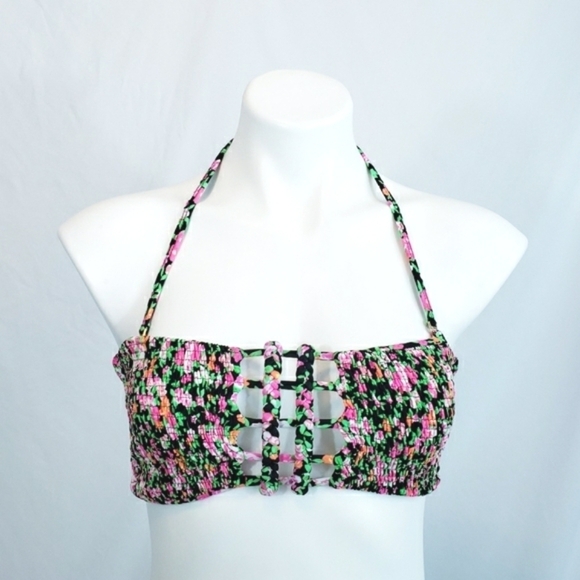 Tori Praver Swimwear Ditsy Floral Smocked Bikini Top Hard to Find - Picture 1 of 8
